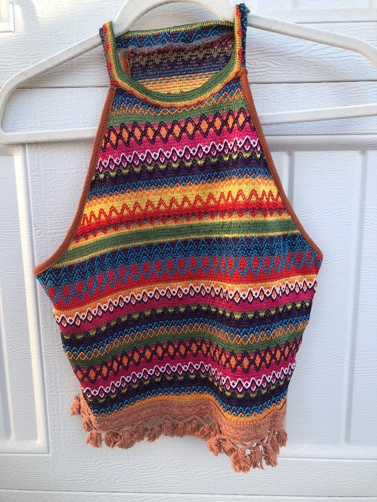 Unbranded Tops - Unbranded halter style multi-colored crochet top